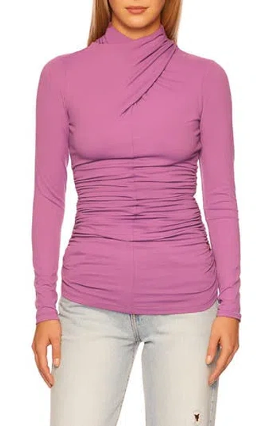 Susana Monaco Long Sleeve Crisscross Top In Grape Jam