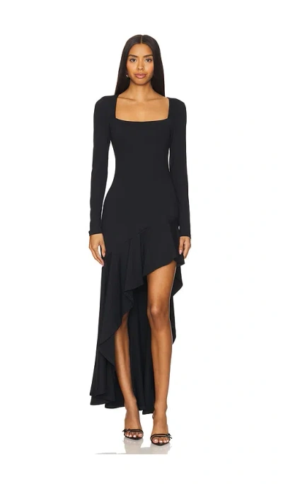 Susana Monaco Long Sleeve High Low Dress In 블랙