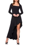 Susana Monaco Long Sleeve High Low Dress In Black
