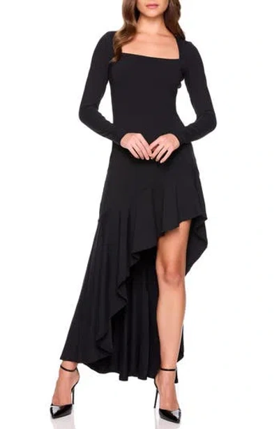 Susana Monaco Long Sleeve High Low Dress In Black