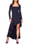 Susana Monaco Long Sleeve High Low Dress In Black