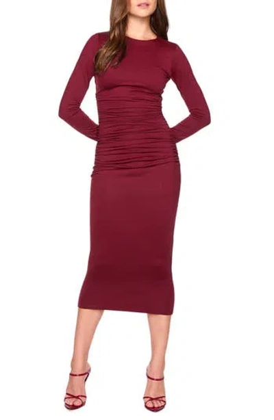 Susana Monaco Long Sleeve Midi Dress In Burgundy