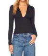 Susana Monaco Long Sleeve Open Front Top In Black In Black