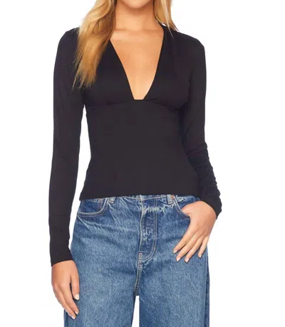 Susana Monaco Long Sleeve Open Front Top In Black