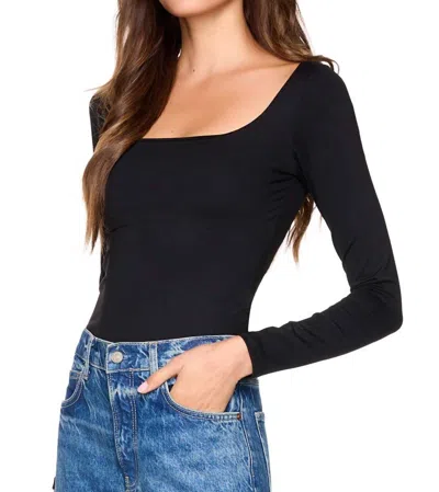 Susana Monaco Long Sleeve Scoop Front Top In Black