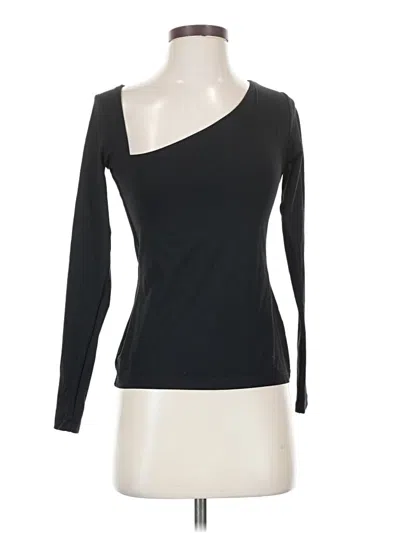 Pre-owned Susana Monaco Long Sleeve Top Black One Shoulder Neckline Tops