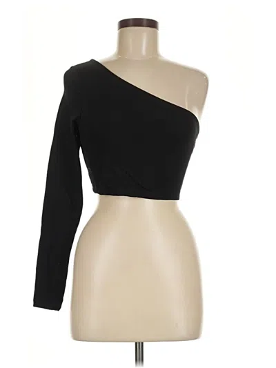 Pre-owned Susana Monaco Long Sleeve Top Black One Shoulder Neckline Tops