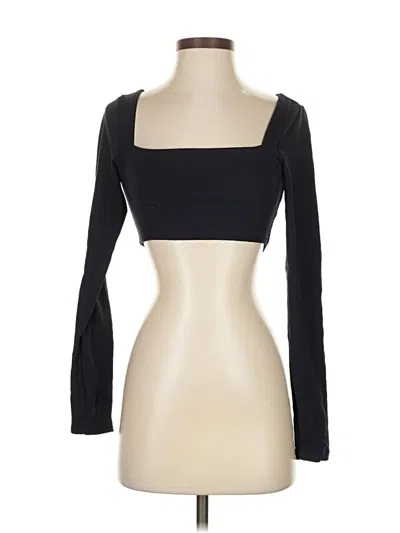 Pre-owned Susana Monaco Long Sleeve Top Black Square Neckline Tops