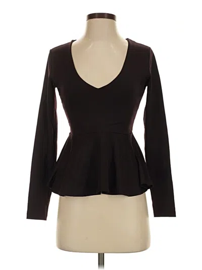 Pre-owned Susana Monaco Long Sleeve Top Black Sweetheart Neckline Tops