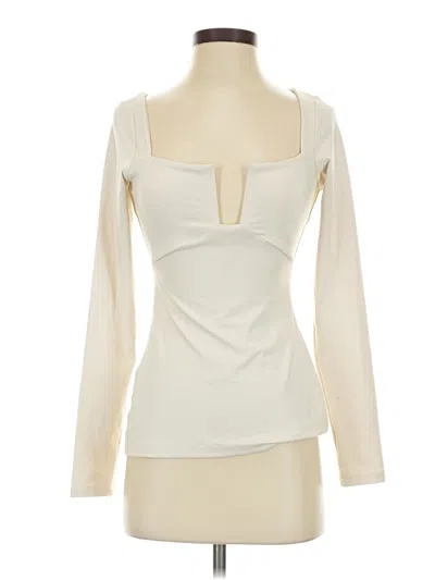 Pre-owned Susana Monaco Long Sleeve Top Ivory Sweetheart Neckline Tops