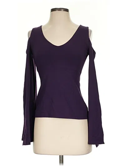 Pre-owned Susana Monaco Long Sleeve Top Purple Cold Shoulder Neckline Tops