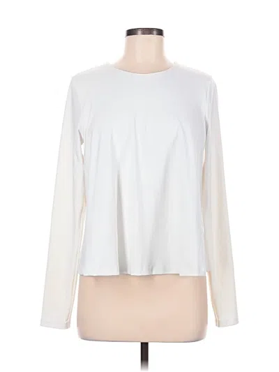 Pre-owned Susana Monaco Long Sleeve Top White Crew Neck Tops