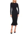 Susana Monaco Crewneck Long Sleeve Body-con Midi Dress In Black