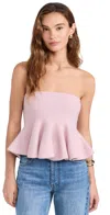 Susana Monaco Mapache Knit Peplum Tube Top In Waterlily
