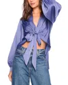 Susana Monaco Tie Hem Matte Satin Top In Mediterran