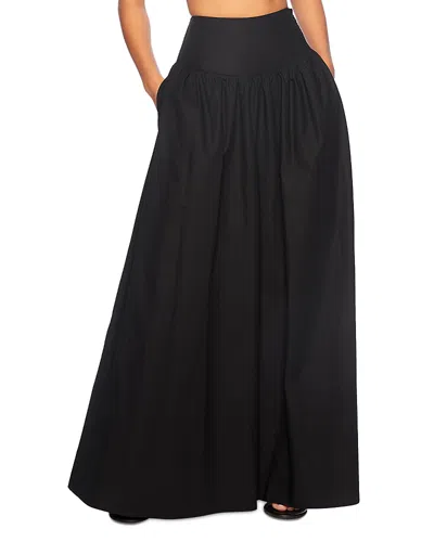 Susana Monaco Drop Waist Cotton Poplin Maxi Skirt In Black
