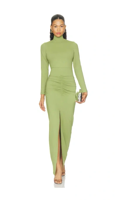 Susana Monaco Mock Long Sleeve Slit Front Dress In Green