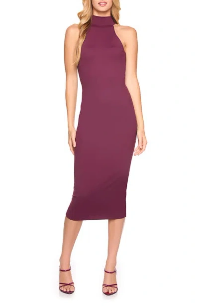 Susana Monaco Mock Neck Body-con Midi Dress In Malbec