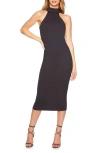 Susana Monaco Mock Neck Body-con Midi Dress In Onyx