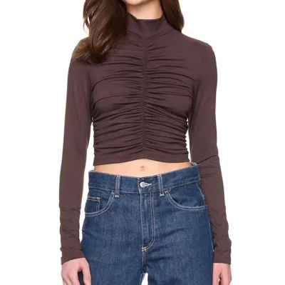 SUSANA MONACO MOCK NECK GATHERED LONG SLEEVE TOP IN JAVA