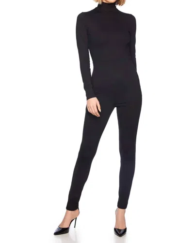 Susana Monaco Mock Neck Long Sleeve Jumpsuit In Black