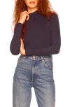 Susana Monaco Mock Neck Long Sleeve Top In Midnight
