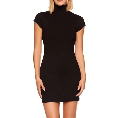 Susana Monaco Mock Neck Open Back Mini Dress In Black In Blue