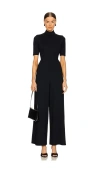 Susana Monaco Mock Neck Short Sleeve Jumpsuit In Black