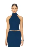Susana Monaco Mock Neck Sleeveless Top In 云彩蓝