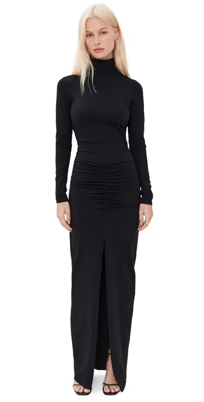 Susana Monaco Mock Neck Slit Front Dress Black