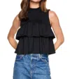 Susana Monaco Mock Neck Tiered Top In Black In Black