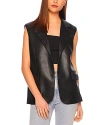 Susana Monaco Notch Lapel Faux Leather Vest In Black