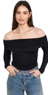 Susana Monaco Off Shoulder Gathered Top Black In Black