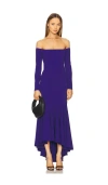Susana Monaco Off Shoulder Long Sleeve High Low Dress In Navy