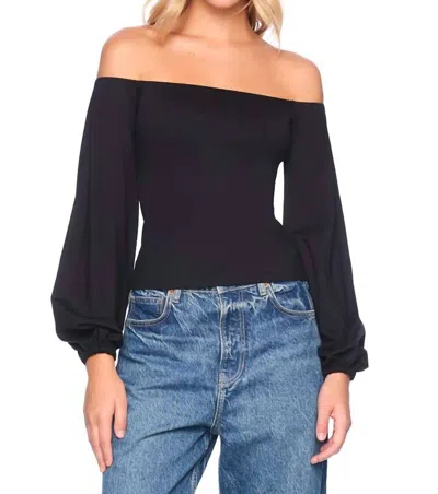 Susana Monaco Off-shoulder Poet Sleeve Top In Black