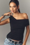 Susana Monaco Off-shoulder Ruched Tank Top In Black