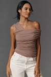 Susana Monaco Off-shoulder Ruched Tank Top In Neutral