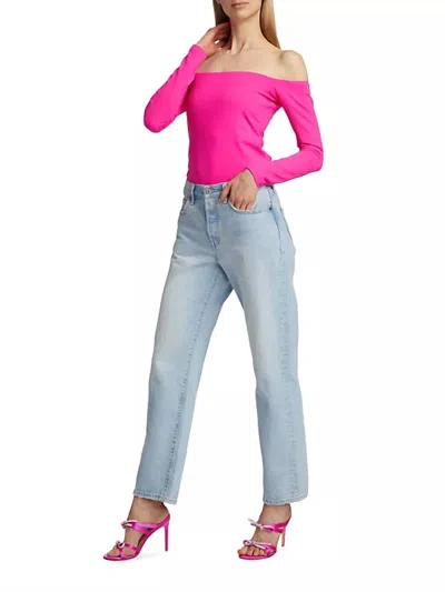 Susana Monaco Off Shoulder Top In Magenta In Pink