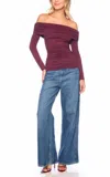 Susana Monaco Off The Shoulder Poet Top In Malbec
