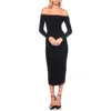 Susana Monaco Off The Shoulder Long Sleeve Matte Jersey Maxi Dress In Black