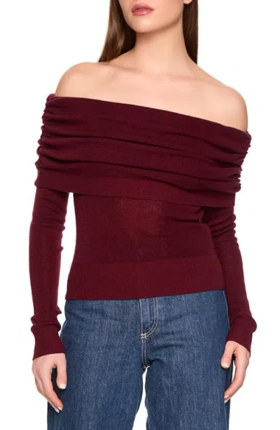 Susana Monaco Off The Shoulder Merino Wool Sweater In Burgundy
