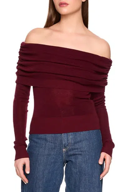 Susana Monaco Off The Shoulder Merino Wool Sweater In Beaujolais