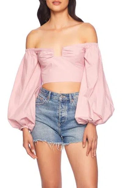 Susana Monaco Off-the-shoulder Poplin Top In Pink