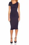 Susana Monaco One Arm Dolman Sleeve Dress In Navy Blue In Blue