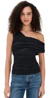 Susana Monaco Off-shoulder Ruched Tank Top In Black