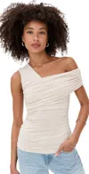 Susana Monaco One Arm Gathered Top Blanched Almond In White