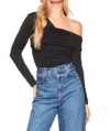 Susana Monaco One Arm Off Shoulder Gathered Top In Black In Black