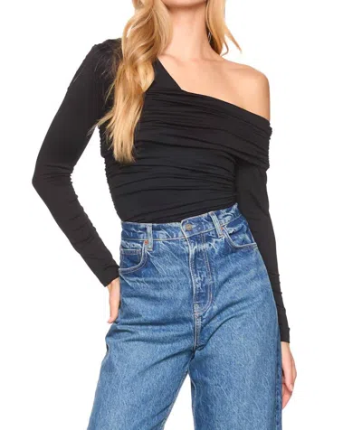 Susana Monaco One Arm Off Shoulder Gathered Top In Black