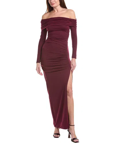Susana Monaco One Arm Off Shoulder Side Slit Dress In Red
