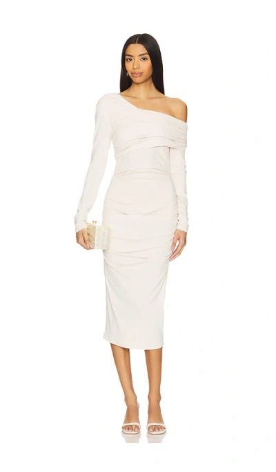 Susana Monaco One Off Shoulder Long Sleeve Dress In Ivory